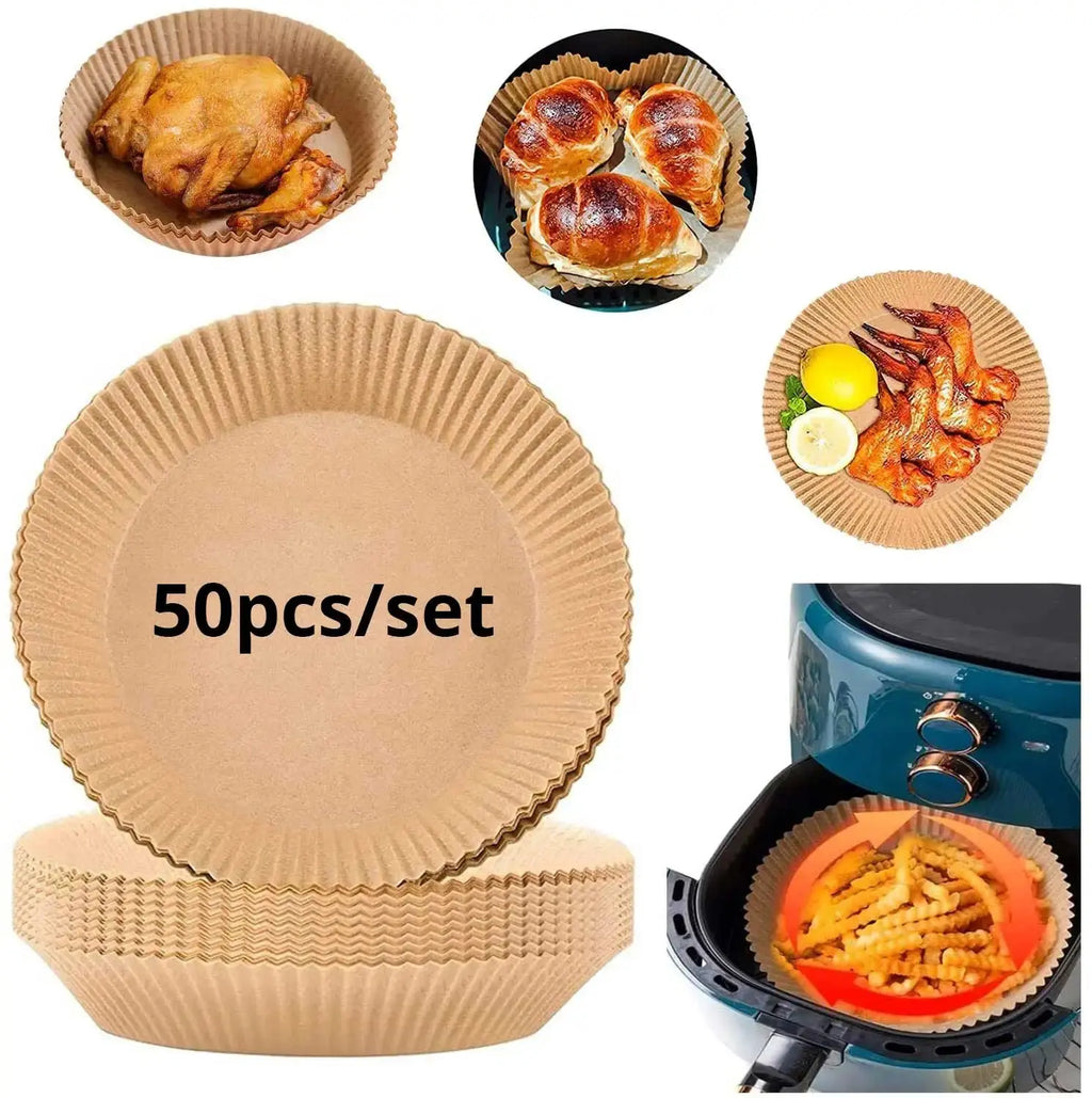 50/100/200pcs Disposable Air Fryer Paper Round/Square Special Paper Food Silicon Oil Paper Air Fryer Liners Baking Paper Alfa fammily store