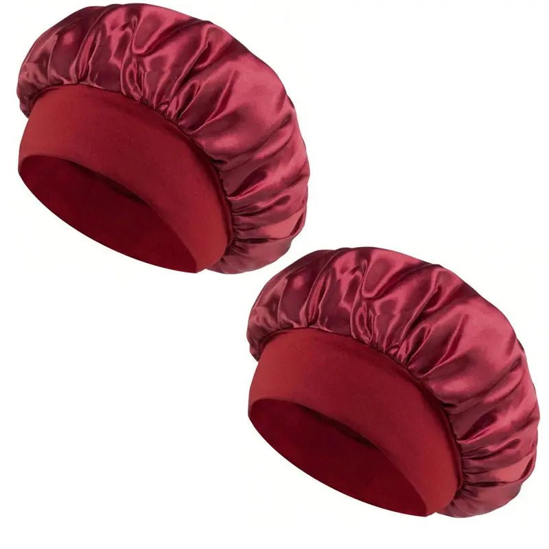 1/2pc Satin Wide Brim Nightcap Silky Bonnet Hair Wrap Sleeping Sleep Cap With Elastic Soft Band Styling Cap Hair Wrapping Tool - Alfa fammily store