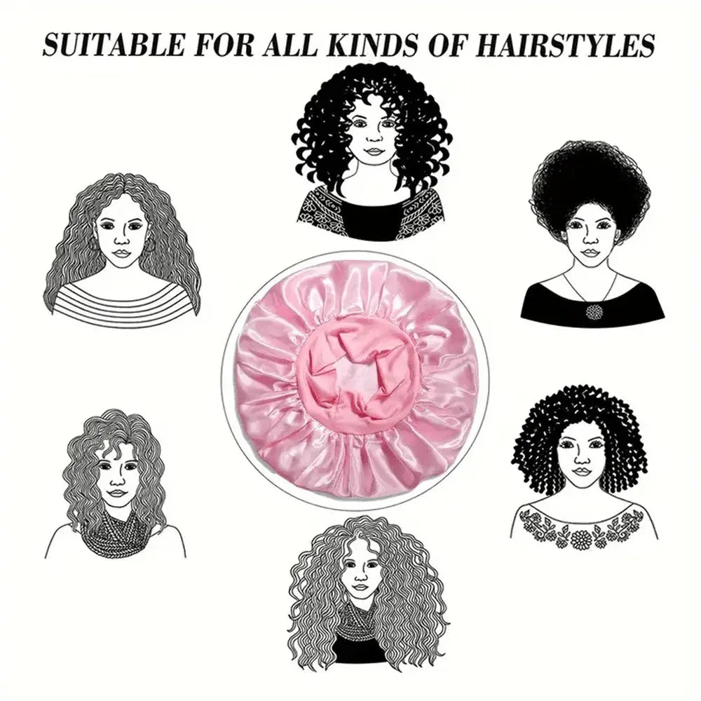 1/2pc Satin Wide Brim Nightcap Silky Bonnet Hair Wrap Sleeping Sleep Cap With Elastic Soft Band Styling Cap Hair Wrapping Tool - Alfa fammily store