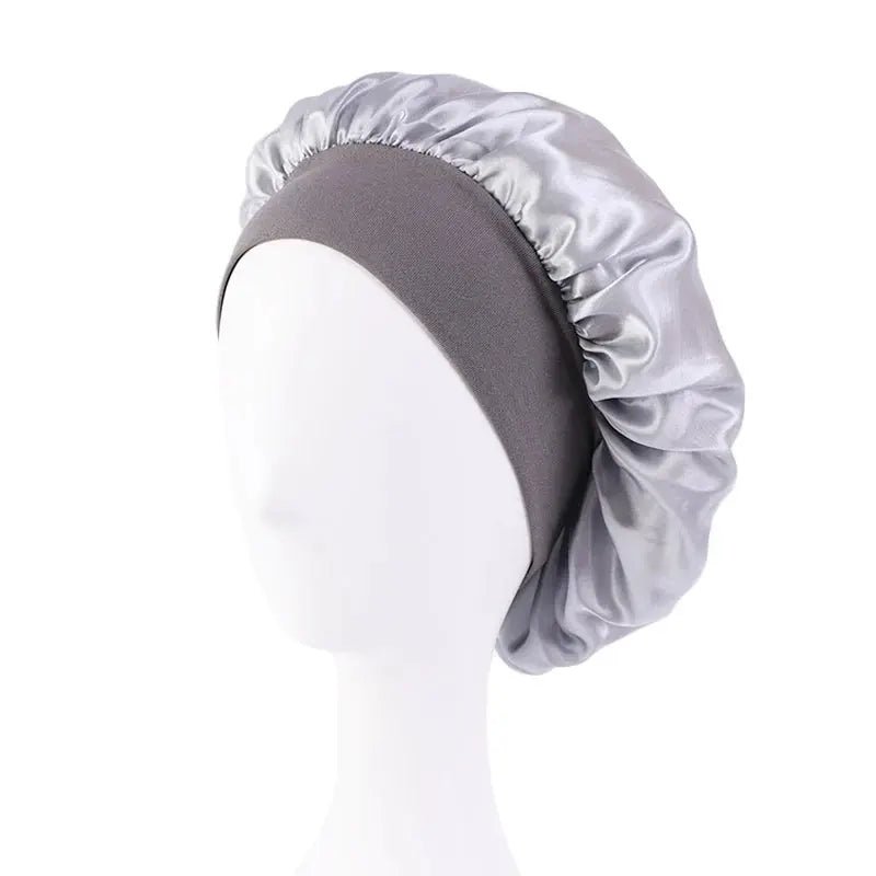 1/2pc Satin Wide Brim Nightcap Silky Bonnet Hair Wrap Sleeping Sleep Cap With Elastic Soft Band Styling Cap Hair Wrapping Tool - Alfa fammily store