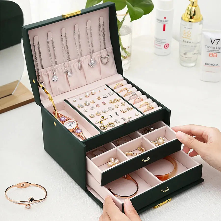 1PC, lock arch three-layer jewelry box, suitable for all kinds of Alfa fammily store