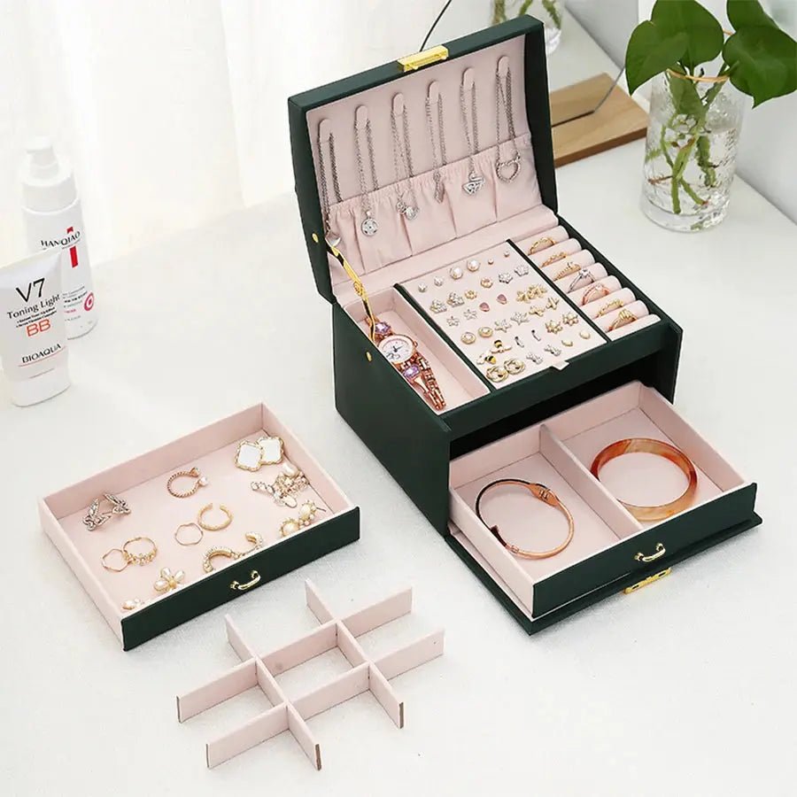 1PC, lock arch three - layer jewelry box, suitable for all kinds of - Alfa fammily store