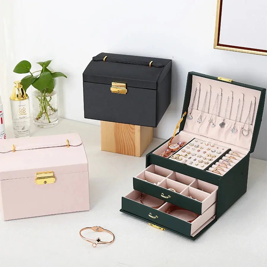 1PC, lock arch three - layer jewelry box, suitable for all kinds of - Alfa fammily store