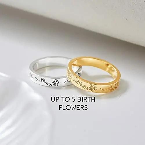 Birth Month Flowers Ring, Family Floral Ring, Gift for Mom,Mother Ring Alfa fammily store