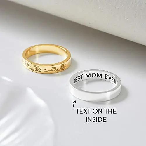 Birth Month Flowers Ring, Family Floral Ring, Gift for Mom,Mother Ring Alfa fammily store