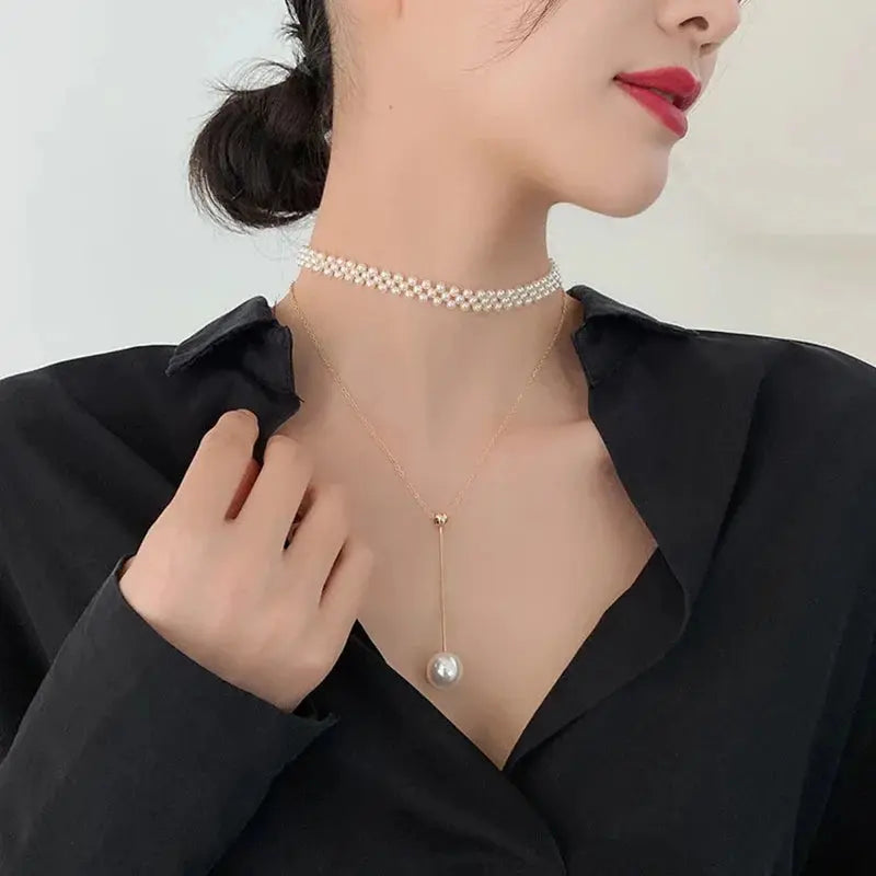 Baroque Pearl Necklace for Women Simple Fashion Collarbone Chain White Alfafammily.com