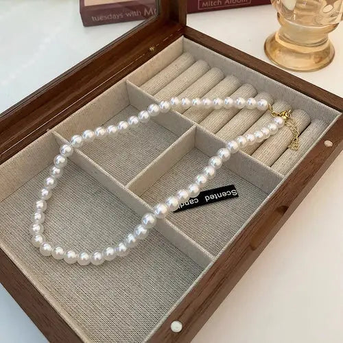 Baroque Pearl Necklace for Women Simple Fashion Collarbone Chain White Alfafammily.com