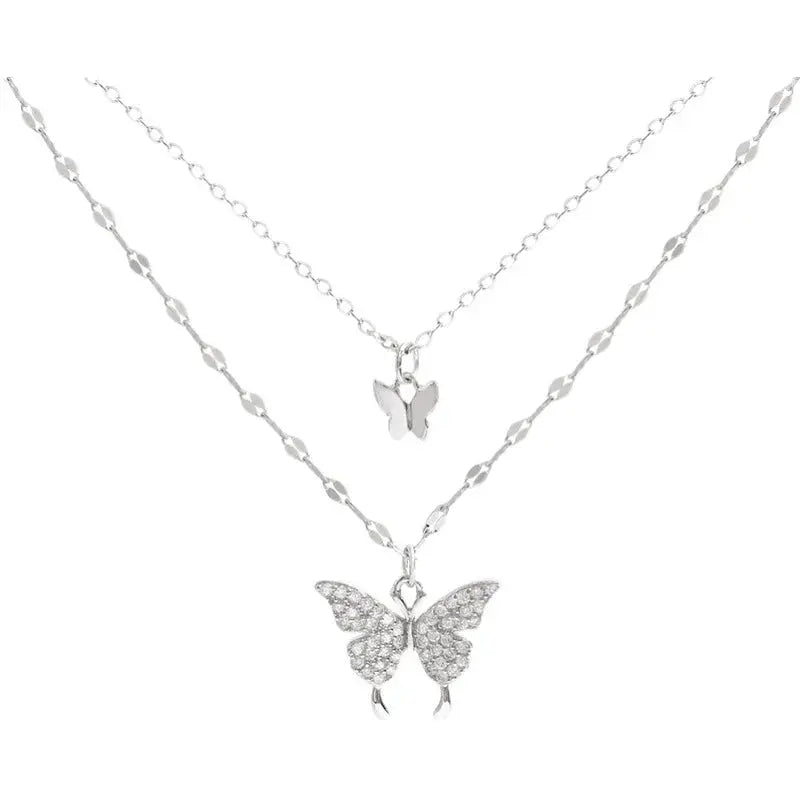 Double Layered Butterfly Necklace for Women with High-end Design, Alfa fammily store