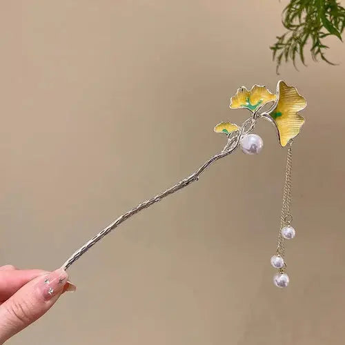 Elegant Chinese Style Hair Accessory Romantic Enameled Flower Tassel Alfa fammily store