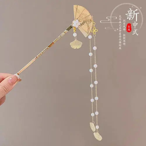 Elegant Chinese Style Hair Accessory Romantic Enameled Flower Tassel Alfa fammily store
