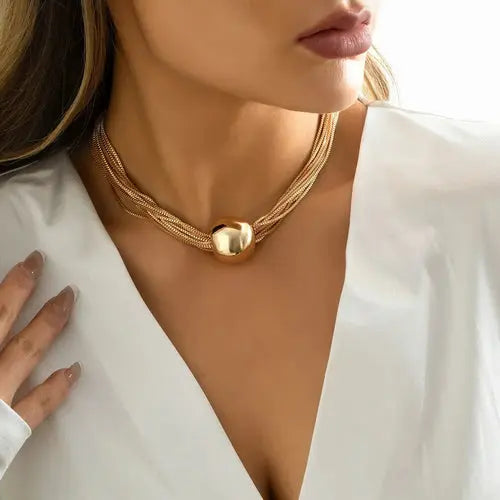 Exaggerated Twisted Chunky Chain Necklace for Women Punk Big Ball Alfafammily.com