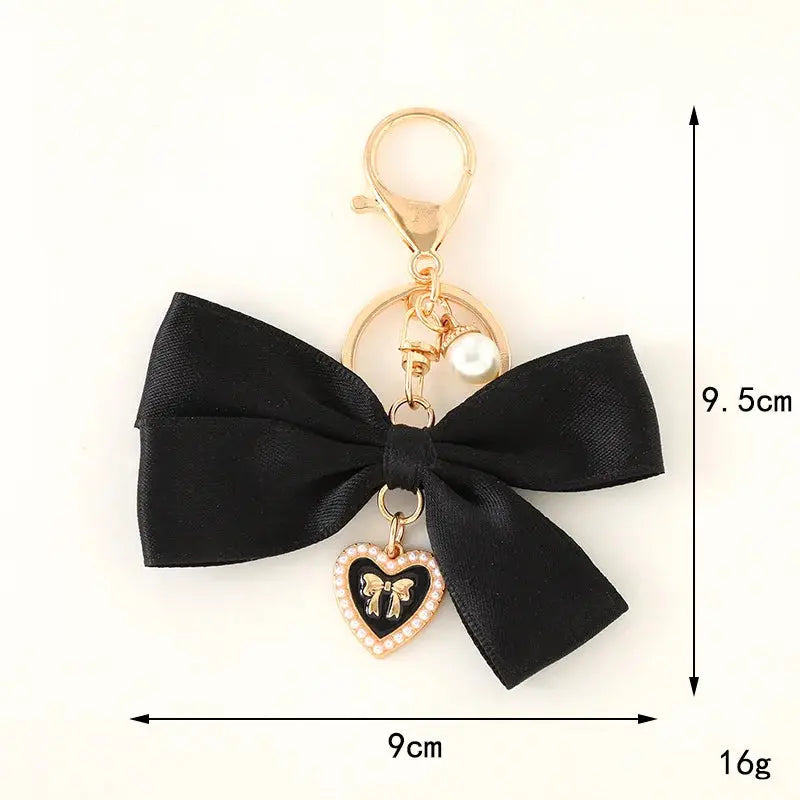 Fabric Ribbon Bow Love Heart Pendant Keychain Butterfly Knot Hanging Alfa fammily store
