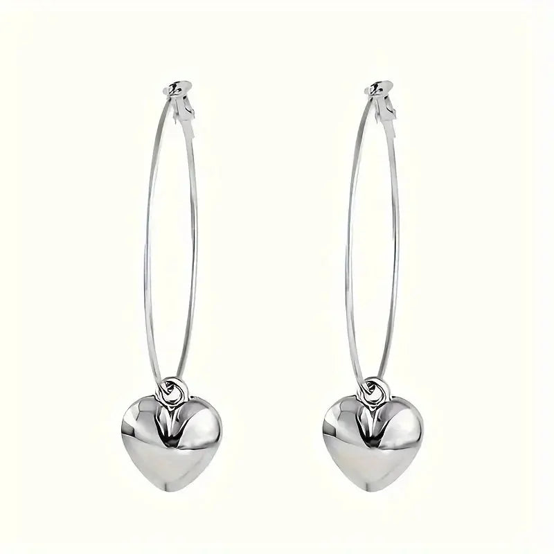 Heart-Shaped Pendant Hollow Hoop Earrings - Fashion Alloy Jewelry for Alfafammily.com