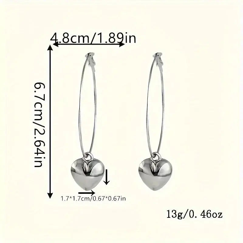 Heart-Shaped Pendant Hollow Hoop Earrings - Fashion Alloy Jewelry for Alfafammily.com
