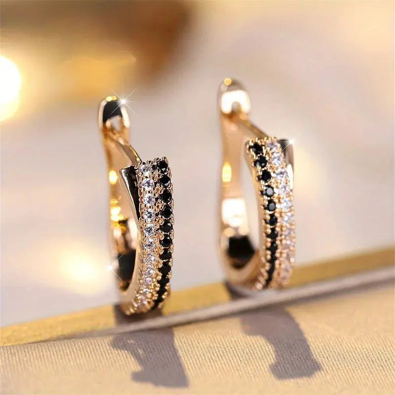 Hot Selling Trendy Crystal Earrings For Women Black And White Zircon Alfa fammily store