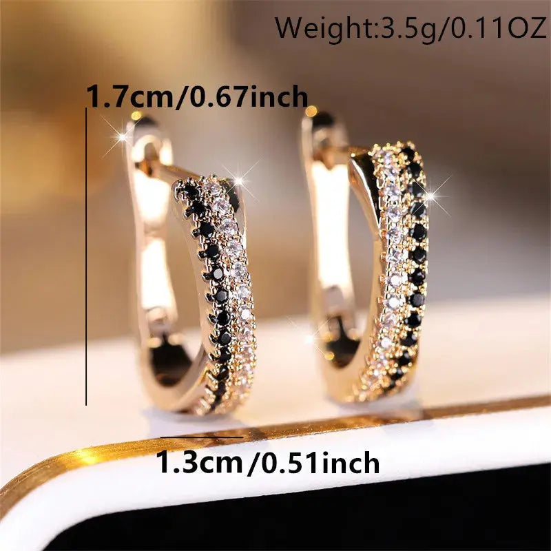 Hot Selling Trendy Crystal Earrings For Women Black And White Zircon Alfa fammily store