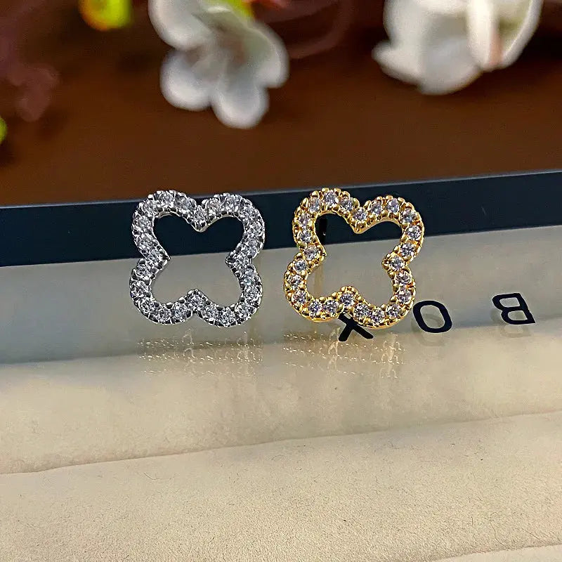 New Fashion Leaf Hollow Zircon Stud Earrings for Women Elegant Niche AliExpress