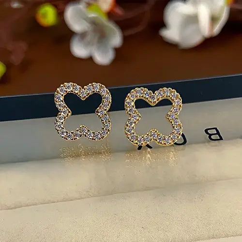 New Fashion Leaf Hollow Zircon Stud Earrings for Women Elegant Niche AliExpress