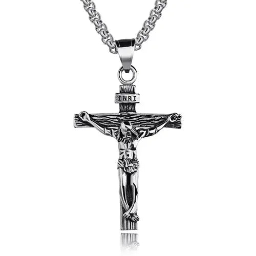 Religious Jesus Cross Stainless Steel Necklace For Men Fashion Gold Alfa fammily store