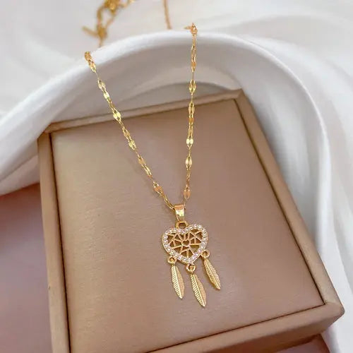 ZAKOL Classic Gold Color Stainless Steel Necklace For Women Shiny Alfa fammily store