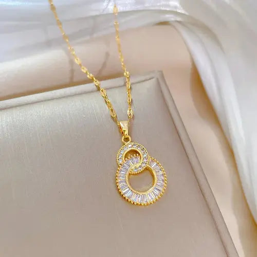 ZAKOL Classic Gold Color Stainless Steel Necklace For Women Shiny Alfa fammily store