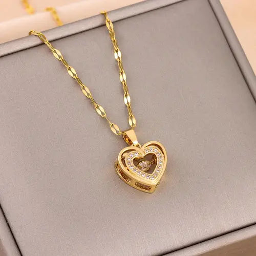 ZAKOL Classic Gold Color Stainless Steel Necklace For Women Shiny Alfa fammily store