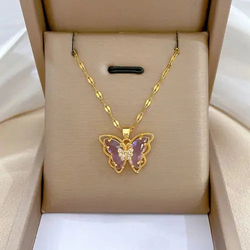 ZAKOL Classic Gold Color Stainless Steel Necklace For Women Shiny Alfa fammily store