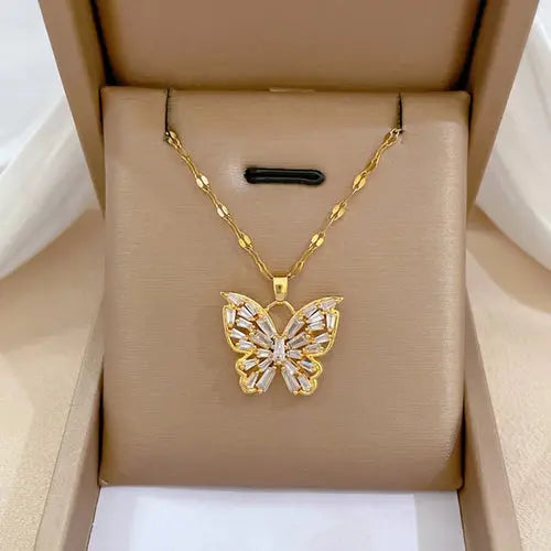 ZAKOL Classic Gold Color Stainless Steel Necklace For Women Shiny Alfa fammily store