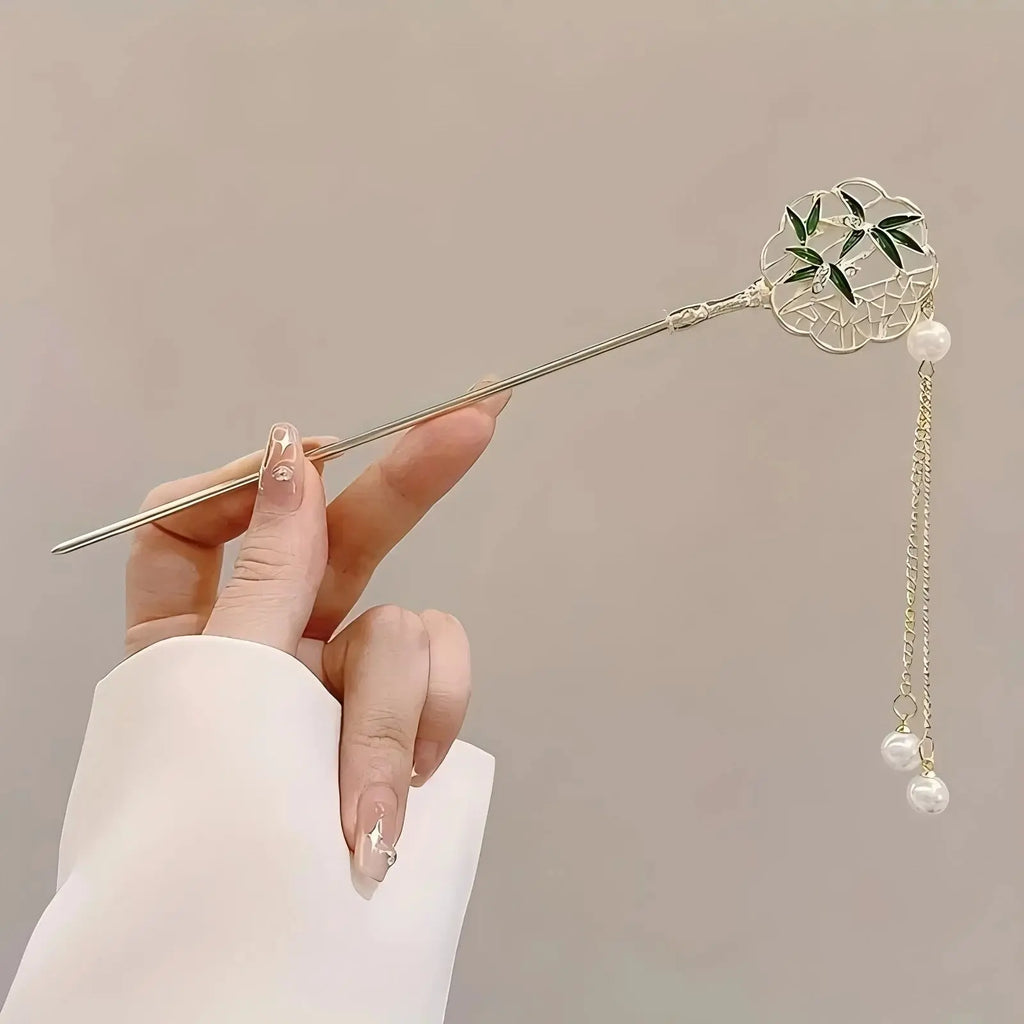 Elegant Chinese Style Hair Clip Tassel Hair Stick Traditional Floral Design Hairstyle Accessory Women Jewelry Hairpin Hairneedle Alfa fammily store