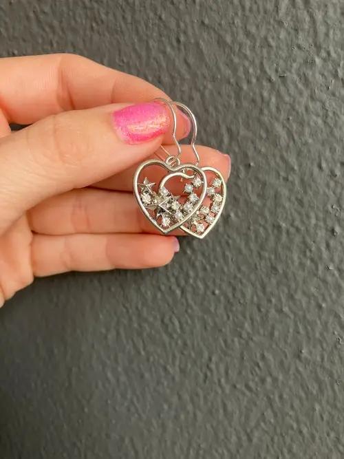 Handmade Heart Earrings with Stars and Pearls Alfafammily.com