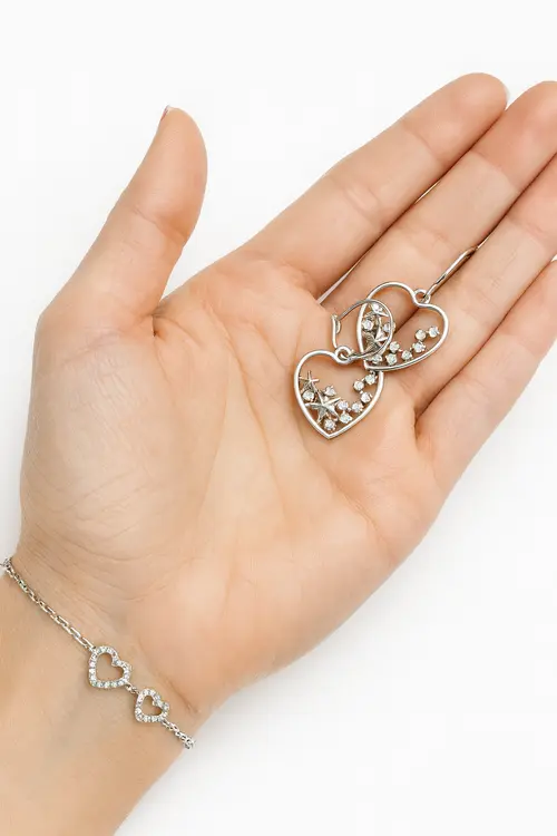 Handmade Heart Earrings with Stars and Pearls Alfafammily.com