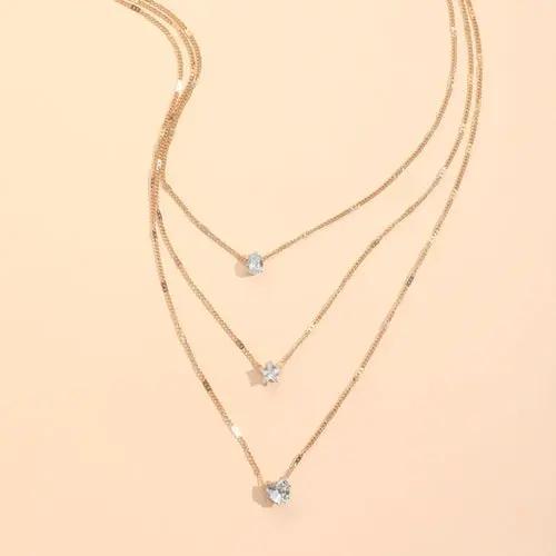 Zircon Necklace Multi-layer Five-pointed Star Love Water Drop Pendant Alfafammily.com