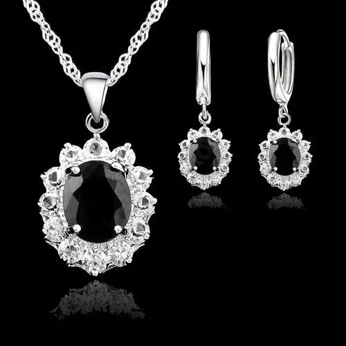 Elegant Princess Wedding Engagement Necklace Earrings Jewelry Sets - Alfa fammily store