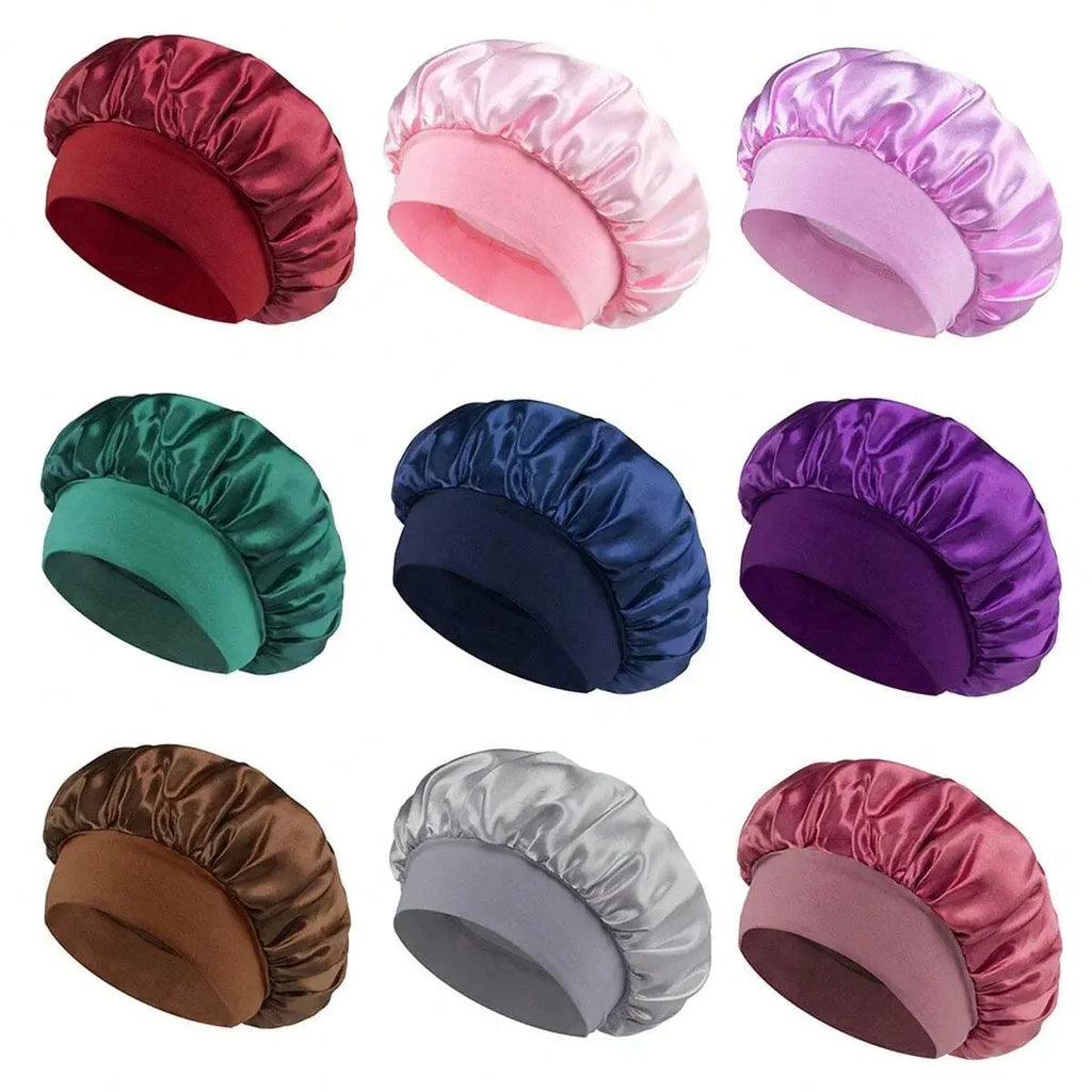 1/2pc Satin Wide Brim Nightcap Silky Bonnet Hair Wrap Sleeping Sleep Cap With Elastic Soft Band Styling Cap Hair Wrapping Tool Alfa fammily store