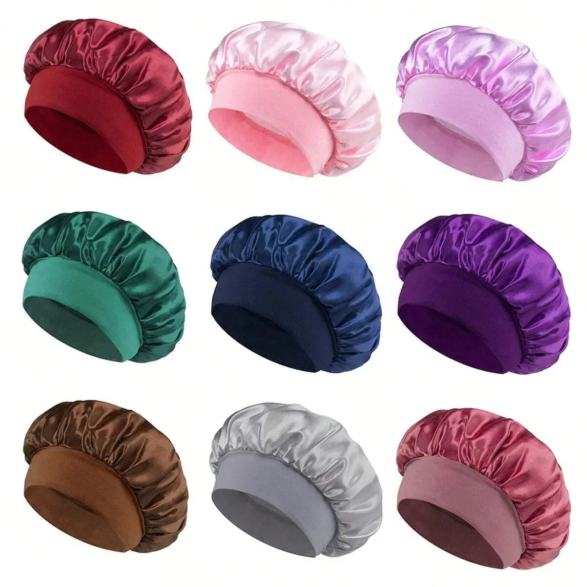 1/2pc Satin Wide Brim Nightcap Silky Bonnet Hair Wrap Sleeping Sleep Cap With Elastic Soft Band Styling Cap Hair Wrapping Tool Alfa fammily store