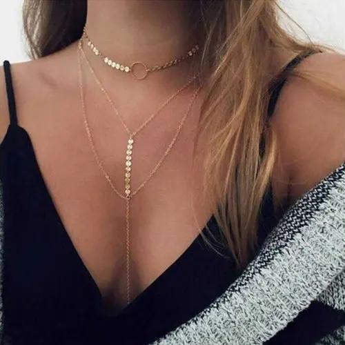 Three Layer Lariat Choker Necklace Alfafammily.com